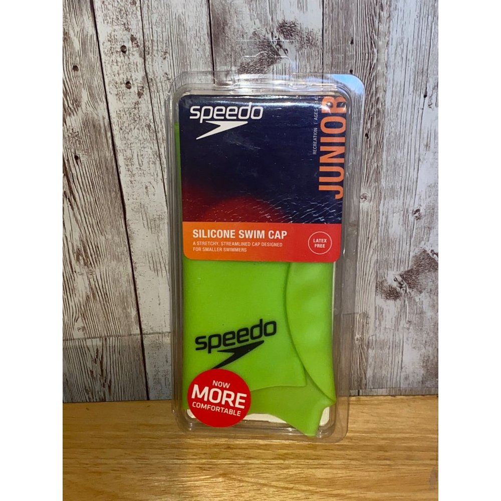 Speedo Junior Swim Cap Silicone Lime Green Silicone Ages 6-14 Latex Free